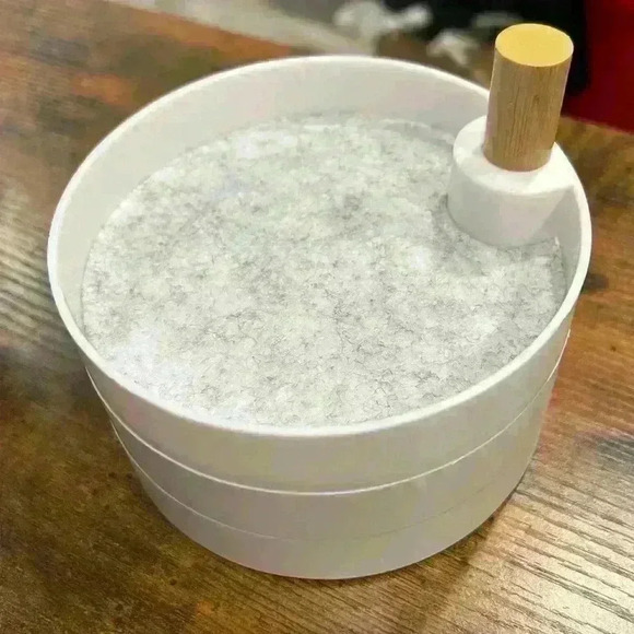 The2Bandits Tiered Catchall Tray White 3 Layer Trinket Dish Gray Felt Liners - Picture 3 of 9